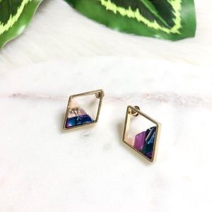 Purple & Gold Geo Acrylic Earrings